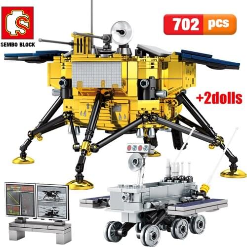 City Technical Lunar Lander Building Blocks Classic Movie Exit Airship car Model Creator Cosmonaut Figures Bricks Kids Toys