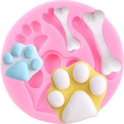 Cat Dog Paws Bones Silicone Molds Cookie Baking Cupcake Topper Fondant Cake Decorating Tools Candy Polymer Clay Chocolate Moulds