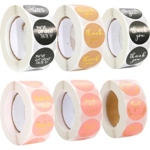 500PCS Round Labels Handmade Kraft Paper Packaging Sticker for Candy Dragee Bag Gift Box Packing Bag Wedding Thanks Stickers