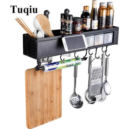 50 CM Kitchen shelf rack wall shelf Aluminum Black Storage Rack Kitchen Rack Holder kitchen Seasoning Rack Holder