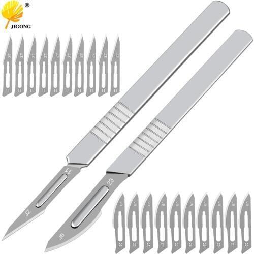 10pcs 11# 23# Carbon Steel Surgical Scalpel Blades + 1pc Handle Scalpel DIY Cutting Tool PCB Repair Animal Surgical Knife