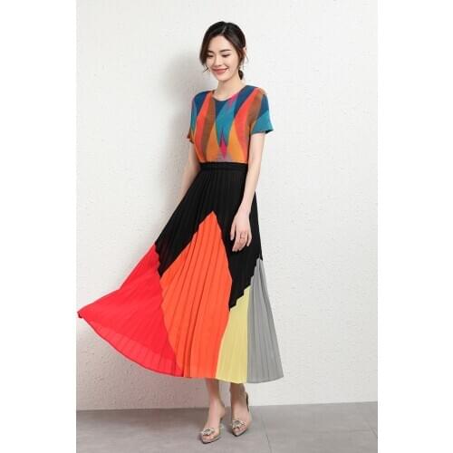 HOT SELLING Miyake Fashion patchwork skirt of wais Pleated skirts IN STOCK