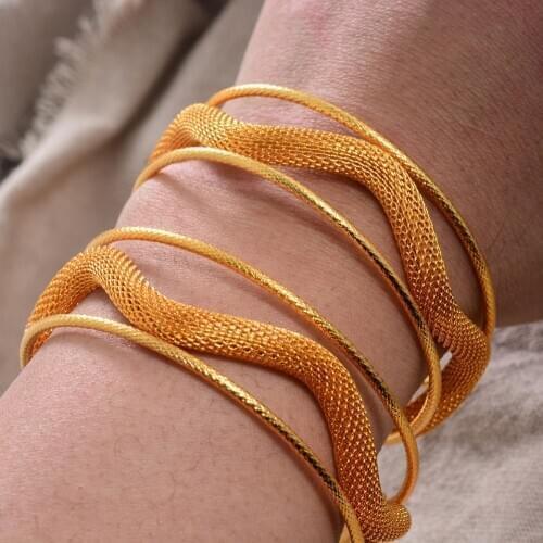 Can Open Luxury 24K Top Quality Dubai Gold Color Bangles for Women Girls Wife Bride Bangles Bracelets Jewelry Gift