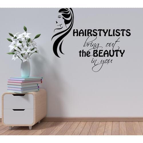 Beauty Salon Wall Decal Quote Removable Vinyl Sticker Hairstylists Girls Hair Decor Bedroom Wall Sticker Barber Shop Sign Z939