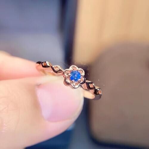 Natural real blue Flower sapphire ring 925 sterling silver Fine handworked jewelry Finger rings