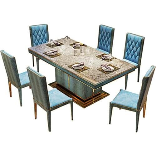 Italian marble dining table and chair combination modern minimalist household 4 people 6 people dining table small apartment