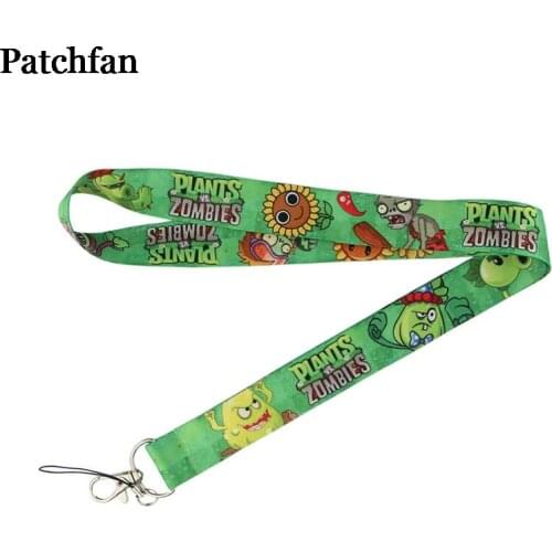 Patchfan Plants ghost game green ID Pass Card Badge Cartoon Neck Straps Gym Key Mobile Phone USB Holder lanyard webing A2323