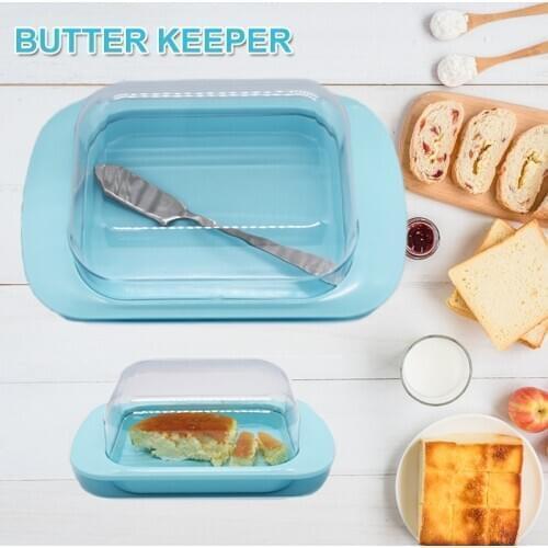 Plastic Butter Storage Box Container Transparent Cheese Server Keeper Tray with Cutter & Partition Butter Dish Box New Design