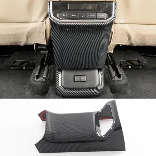 Carbon Fiber Silver Style Rear Seat Armrest Box Anti Kick Cover Trim For Toyota Highlander Kluger XU70 2021 2022 Accessories