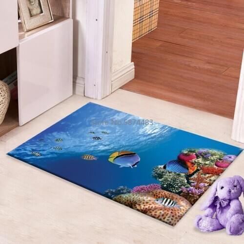 Underwater world Kitchen Mat Entrance Doormat 3D Pattern Bedroom Home Floor Decoration Living Room Carpet Bathroom Anti-slip Rug