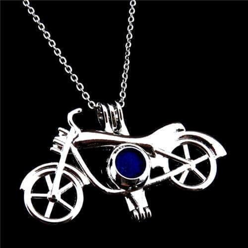 R-K503 Motorcycle Locomotive Stone Beads Cage Essential Oil Diffuser Oyster Pearl Cage Locket Necklace Christmass Gift