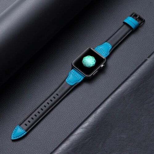 Italy Leather strap For Apple watch band 44mm 40mm 42mm 38mm 44 mm HQ Contrast Genuine leather bracelet iWatch serie 3 4 5 6 se