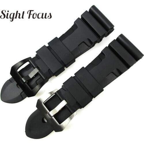 24mm 26mm Dive Watch Bands for PAM Rubber Silicone Strap Pre-V buckle Wrist Watch Bracelets Sport Band Div Watch Straps Orologio