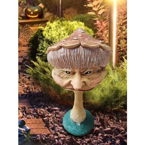 Garden Mushroom Miniature Statue Resin Old Woman Face Ornament Micro Landscape Decoration For Home Garden Yard Lawn