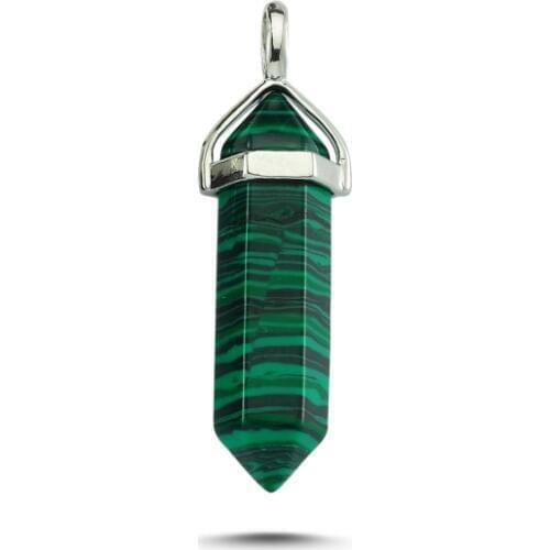 Silver 925 Sterling Malachite Stone Pendant