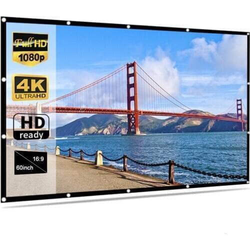 60-150inch Foldable No Crease Soft Projector Screen Holes Hanging Portable Home Movie Meeting Screen 16:9 High-quality Material