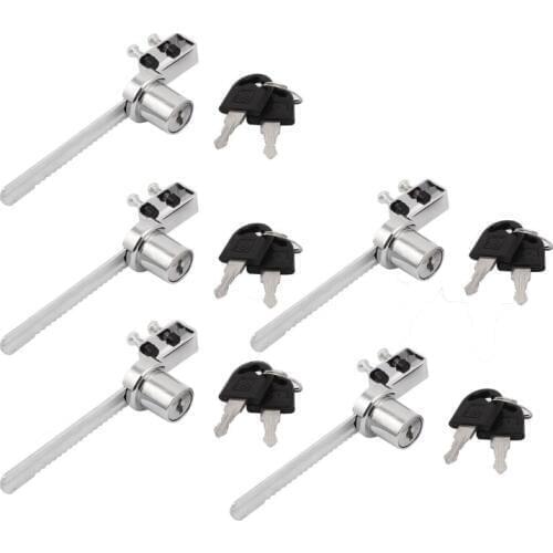 Sliding Glass Door Showcase Window Ratchet Lock 5PCS, Zinc Alloy Chrome Finish, Keyed Different