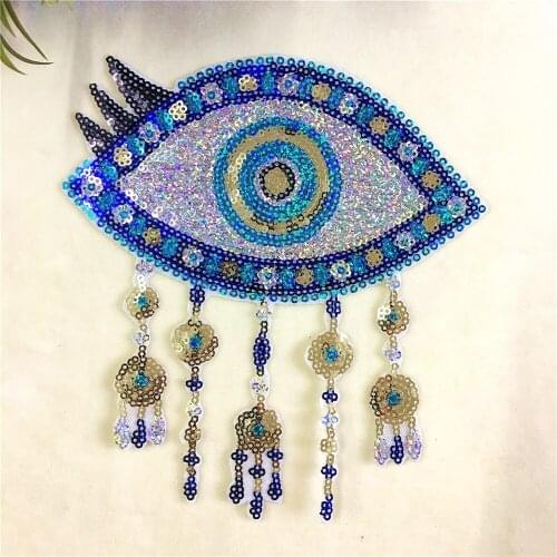 Iron on Clothes Patches Fashion Embroidery Sequins Tang Eyes Badges T-shirt Down Jacket Personality Beautify Patches DIY