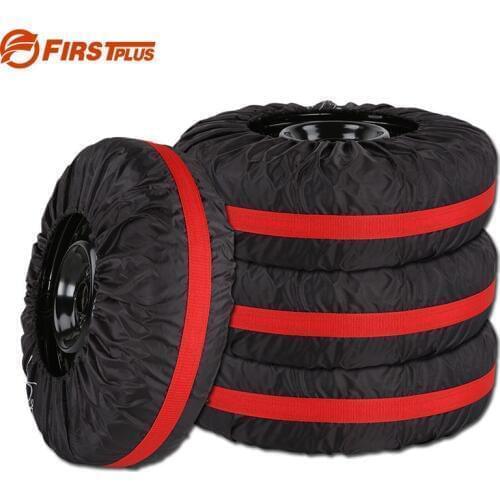 4 x Universal Car Tire Covers Thicken Water-repellent Auto Spare Tyre Protector Storage Bag For Summer and Winter 13-19 Inch