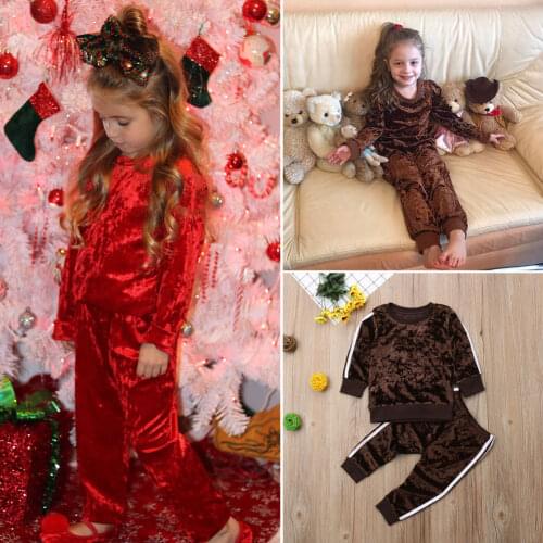 Velvet Sweatshirt T Shirt +Pants 2 piece set Kids Boys Girls Clothes Tracksuit 1-6Y Autumn Winter Sets Baby Clothing