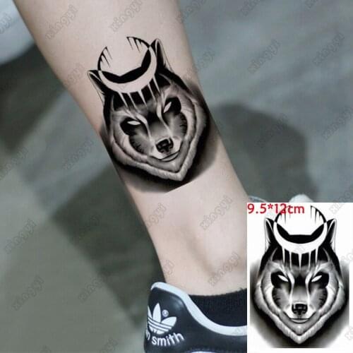 Waterproof Temporary Tattoo Sticker Myth Wolf Story Moon Fake Tatto Flash Tatoo Hand Arm Middle Size Art Tattoos Boy Women Men