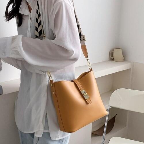 High Quality Women Small Pu Leather Shoulder Bucket Bag Fashion Female Crossbody Bags for Women Designer Casual Ladies Handbags