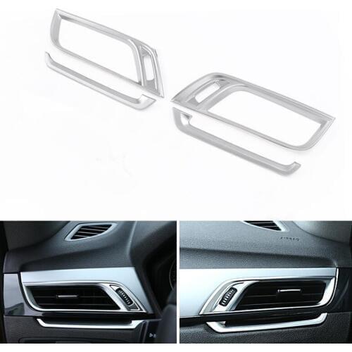 YAQUICKA 4Pcs Auto Car Dashboard Left and Right Air Outlet Vent Frame Trim Cover Styling For BMW X1 2016 Matte Silver ABS