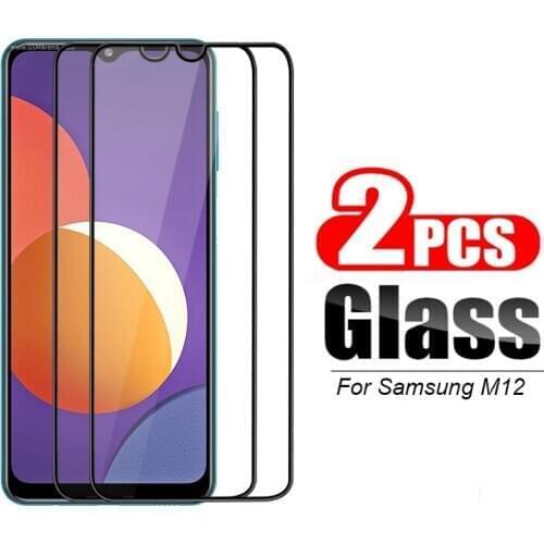 2PCS For Samsung M12 Screen Protector Glass for Samsung A12 galaxy m 12 Black Full Cover Smartphone Tempered Protective Glass