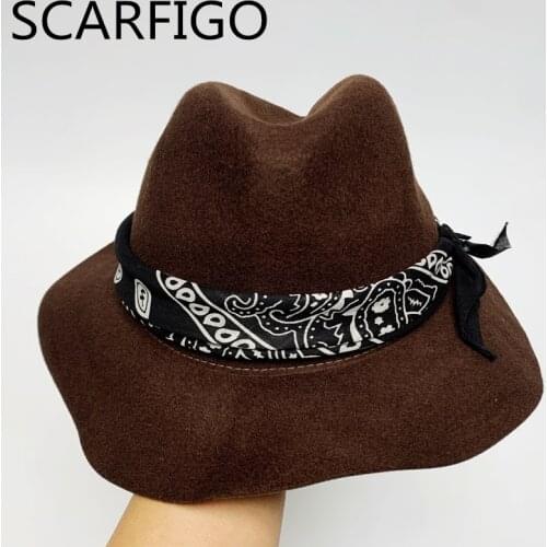 SCARFIGO Wool Fedora Hat For Women Wide Brim Autumn Solid Women Hats Felted Classic Jazz Winter Hats