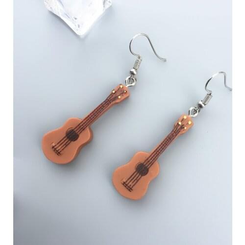 Rock Punk Guitar Earrings Women Statement Earrings Acrylic Fashion Musical Instruments Jewelry Ear Hook Gift