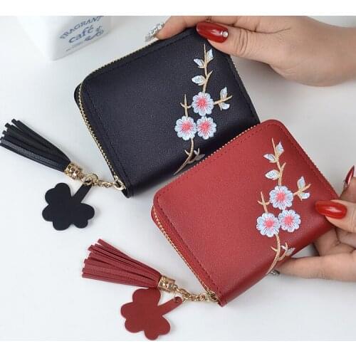 Lady Purses Women Wallets Cards ID Holder Flower Coin Purse Short Zipper Moneybags Girls Wallet Burse Floral Bags Notecase Clips