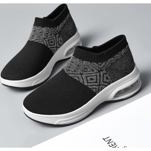 Womens shoes summer leisure mesh fly woven comfortable breathable running light thick-soled fashion non-slip vulcanized shoes