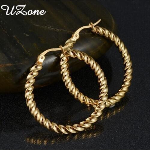 UZone Fashion Jewelry Casual Round Hoop Earrings Stainless Steel For Women Party Jewelry Accessories
