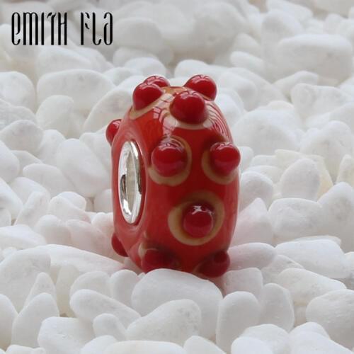 Women Large Hole Colorful Murano Glass Charm Beads Fit European Bracelet Silver 925 Jewelry Beads for Jewelry Making Charms