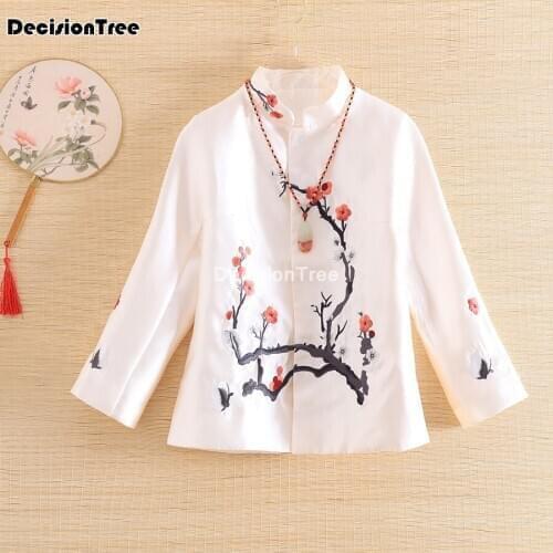 2021 womens chinese traditional costume hanfu coat tang clothes china qipao jacket cheongsam coat satin embroidery jacket top