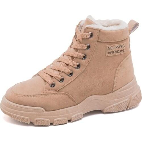 Winter Womens Snow Boots Leather Women Warm Thick Plush Snow Boots Waterproof Female Wedge Suede Demonia Boots Botas Femininas