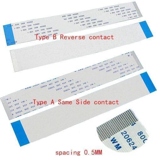 10Pcs FPC Flexible Flat Cable FFC 0.5MM 100MM A B type interface 4P 5P 6P 8P 10P 12P 14P 16P 18P 20P 22P 24P-60P 10cm fpc