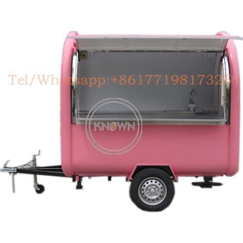 KN-Y220B pink color mobile food trailer /street ice cream vending cart snack food truck for sale