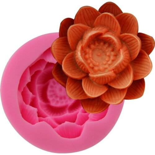 3D Lotus Flower Candle Moulds Sugarcraft Cake Decorating Fondant Chocolate Molds Cupcake Silicone Soap Mold
