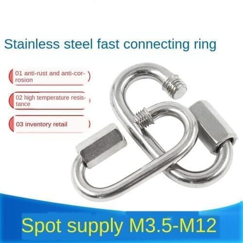 5 Pcs Carabiner Hook 304 Stainless Steel Oval Screwlock Quick Link Lock Ring Hook Chain Rope Connector Buckle Locked Hook
