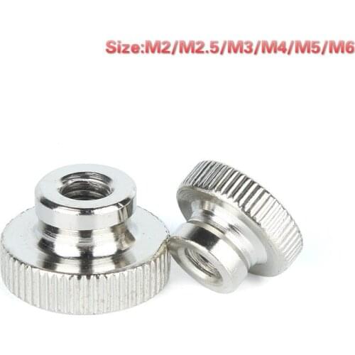 5pcs M2 M2.5 M3 M4 M5 M6 Zinc Plated/Nickel Plated Carbon Steel Knurled Thin Thumb Nut Iinstrument Hand Tighten Nuts