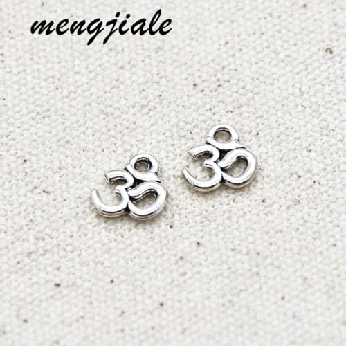 50PCS Wholesale Vintage Metal Alloy Yoga OM Charms For Jewelry Making Craft Supplies