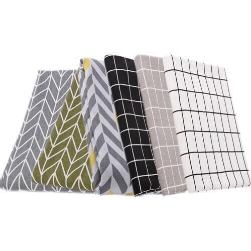 6pcs/lot Printed Plaids Wheat Ears Linen Cotton Fabric Patchwork Cloth DIY Sewing Quilting Material Handwork Cloth Accessory