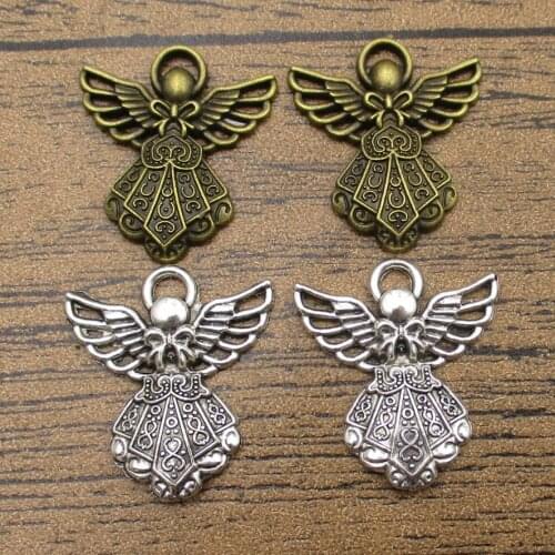 Angel Charms 25PCS/Lot 26×23mm Wing Girl Pendants Handmade Fit Bracelet&Necklace&Earring 2 Colors Available-RS002