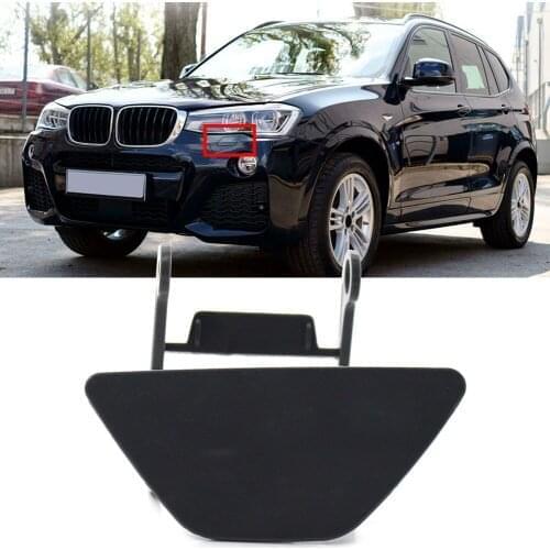 Black Auto Front Bumper Headlight Headlamp Washer Cap Cover Left Side For BMW F10 F18 5 Series 535i 2014 2015 2016 Plastic