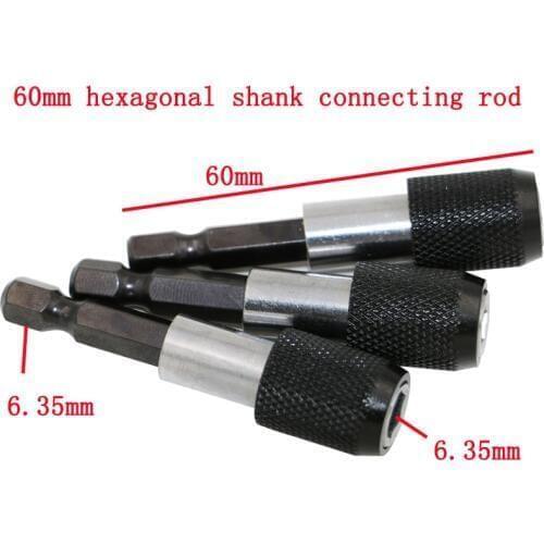 Black 1/4 Hex Shank Quick Release Electric Drill Magnetic Screwdriver Bit Holder 60mm