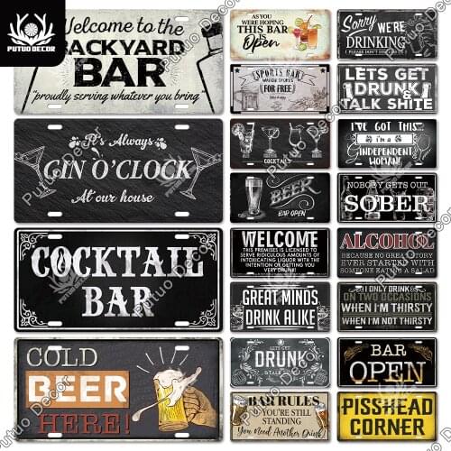 Putuo Decor Wine Culture Metal Sign Licenses Plate Plaque Metal Vintage Tin Sign for Bar Pub Man Cave Kitchen Home Wall Decora