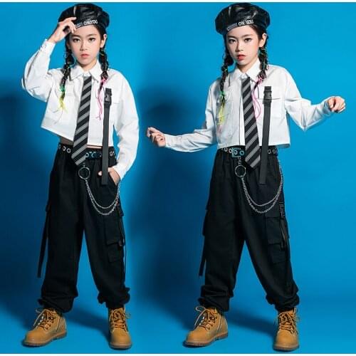 ChildrenS Day Jazz Street Dance Wear Hip Hop Dance Costumes For Kids White Shirt JK Set Girls Jazz Performance Costumes DN8210