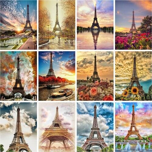 Evershine Diamond Embroidery Sale Scenery Cross Stitch Mosaic Diamond Painting Eiffel Tower Rhinestone Pictures Home Decor Gift