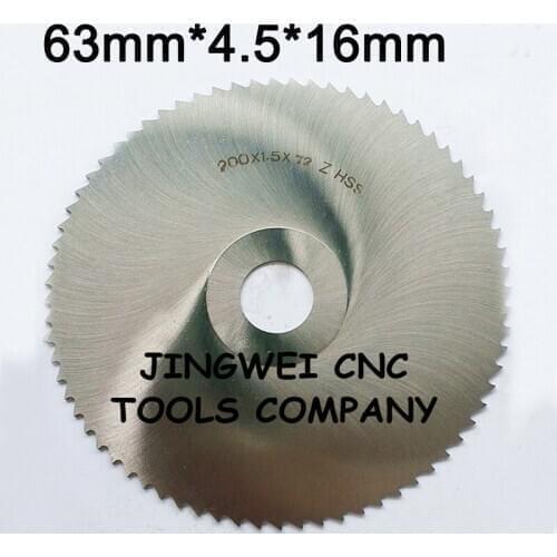 HSS circular slitting saw blade milling cutter 63mm out dia * 4.5mm thickness*16mm inner dia * standard teeth no